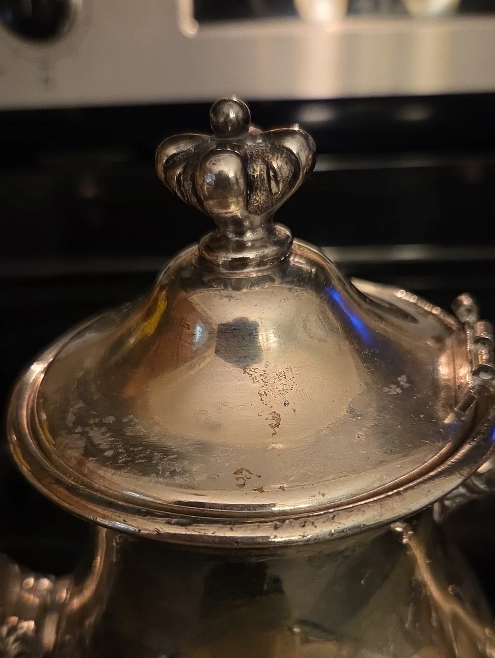 Vntg Silver Tea Set - 3 Piece Creamer Sugar and Teapot.  Lid Is Teapot Lifts Off